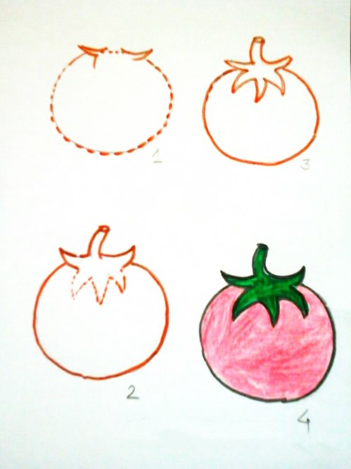 Hướng dẫn trẻ cách vẽ quả cà chua
